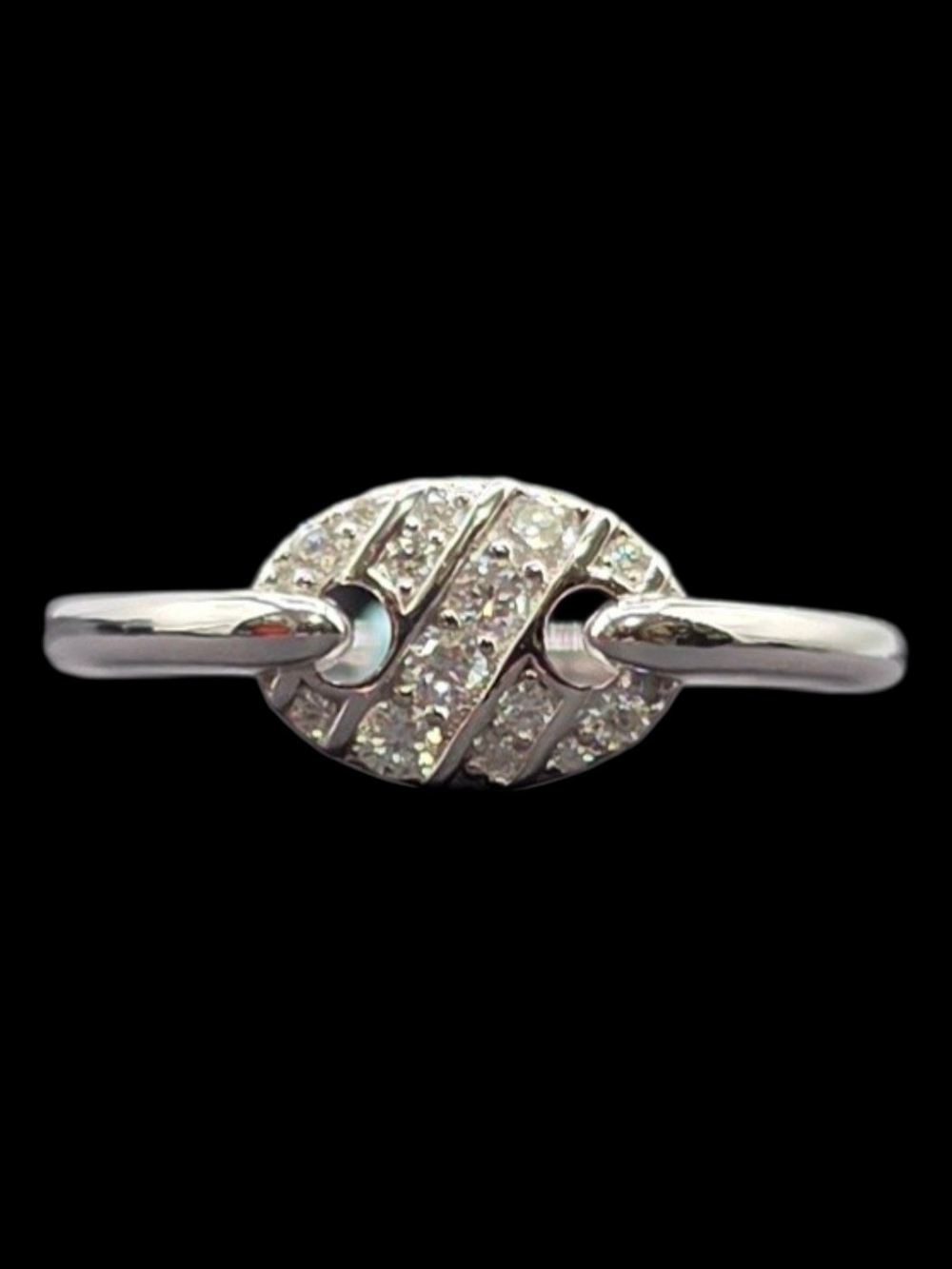 O.23 CTW Moissanite Puffy Mariner Link Solid 925 Sterling Silver Statement Ring